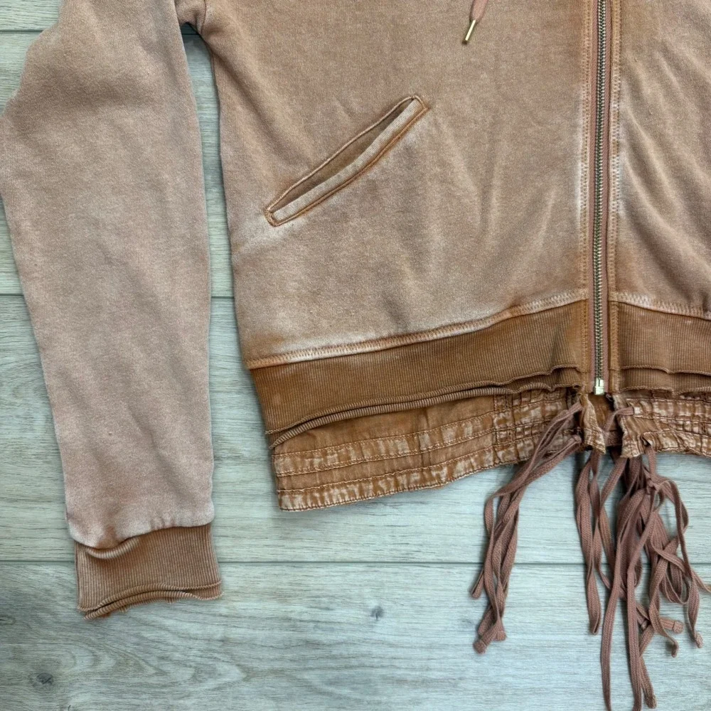 Free People When Worlds Meet Cropped Hoodie Rare Zip Jacket Hoodie Copper Medium